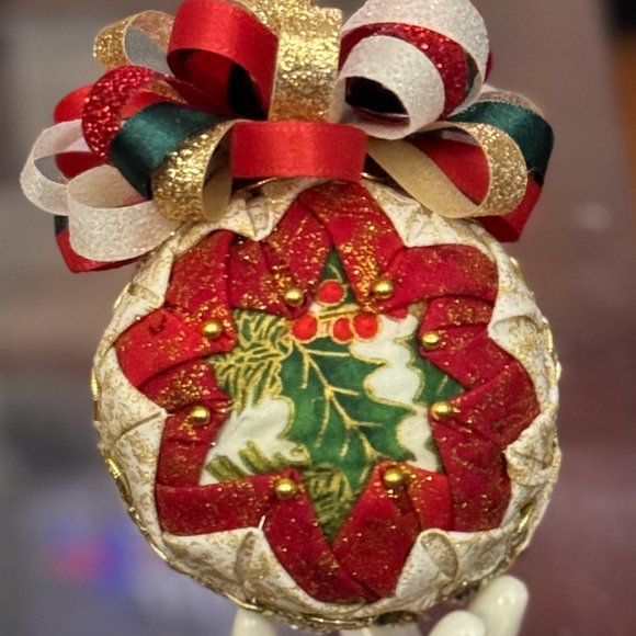 Christmas Tree Ornament, Cardinal Bird, Handmade Quilted Christmas Tree Ornament - Picture 10 of 16